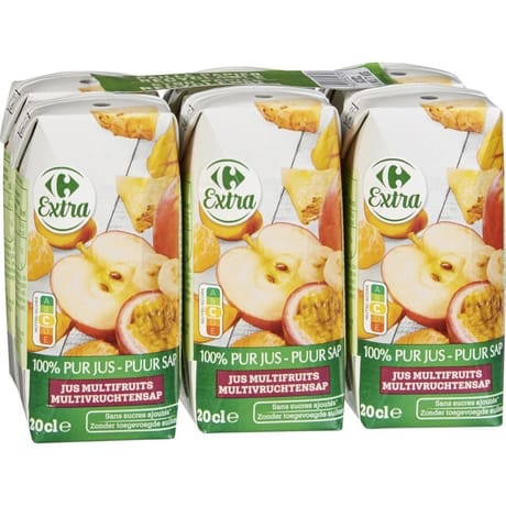 Carrefour extra pur jus multifruits 6x20cl