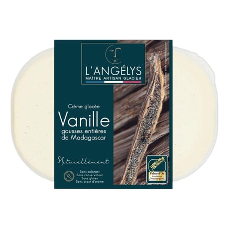 L'angelys bac crème glacée vanille bac 750ml 450g