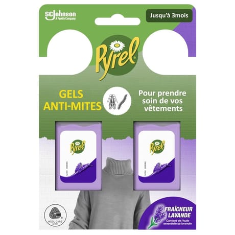 Pyrel gel anti-mites textiles lavande x2