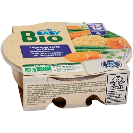Carrefour baby bio plat bébé légumes pâtes dès 15mois 250g