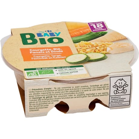Carrefour baby bio plat bébé courgette dinde dès 18mois 260g