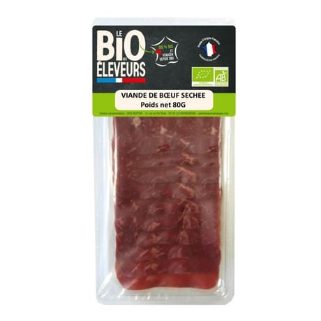 Bonjour Campagne viande de boeuf sechée 10 tranches bio 80g