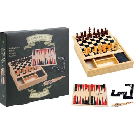 Jeux de voyage en bois 4 en 1