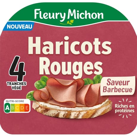 Fleury michon tranches végétales saveur barbecue haricots rouges 4x120g