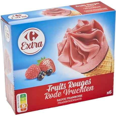 Carrefour extra 6 cônes fruits rouges 462g