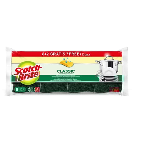 Scotch brite éponge grattante verte classic x 6+2 gratuites