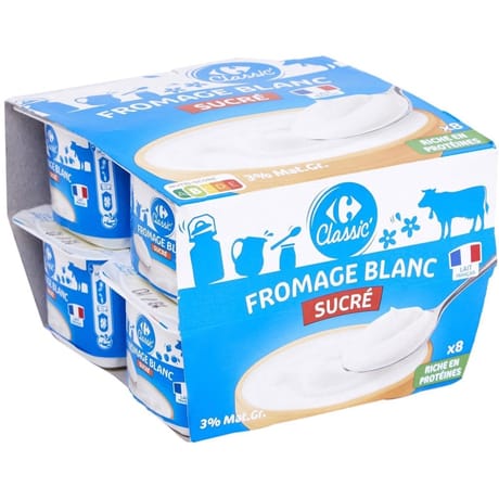 Carrefour classic fromage blanc nature sucré 8x100g