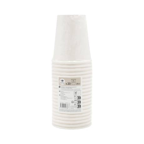 Carrefour home gobelet en carton 25cl x20