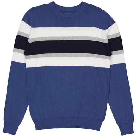 Pull col rond rayé homme BLEU XXL