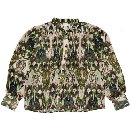 Blouse manches longues femme GREEN BEIGE AOP T46