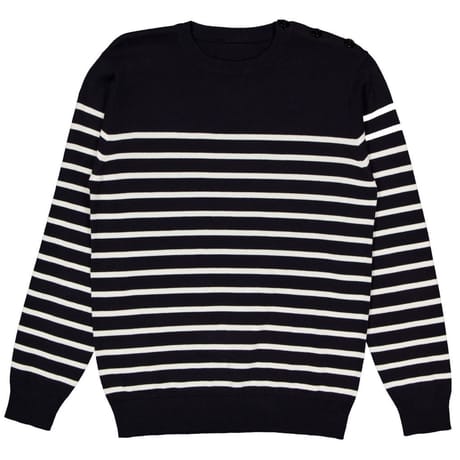 Pull col rond boutons épaule homme MARINE XXL