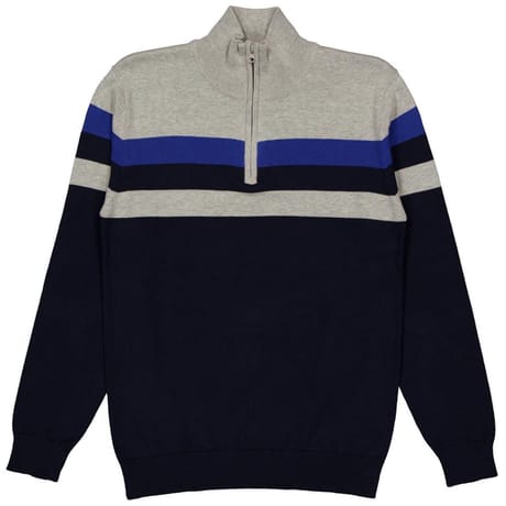 Pull col montant rayé chiné homme MARINE XXL