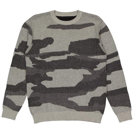 Pull col rond jacquard camo homme GRIS CHINE XXL