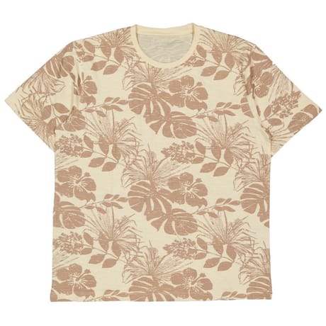 Tee-shirt manches courtes slub aop fleurs homme BEIGE M