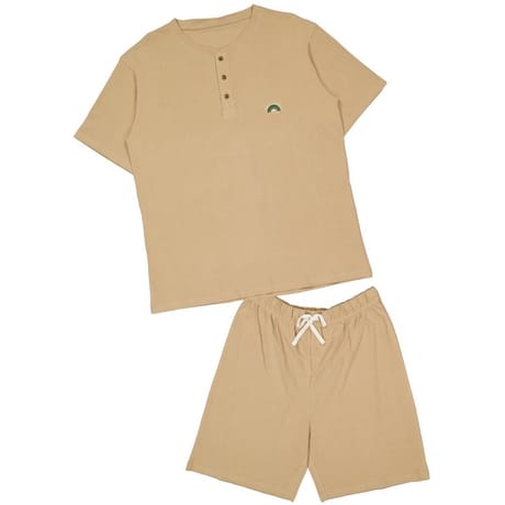 Pyjama court col tunisien pique homme BEIGE XL