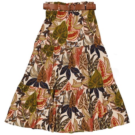 Jupe longue imprimée femme IMP FEUILLAGES T48