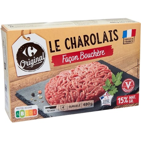 Carrefour original le charolais façon bouchère vbf 15% mg 4x120g