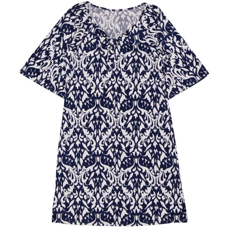Robe manches 3/4 femme IMP. MARINE/BLANC T40