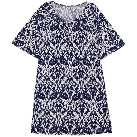 Robe manches 3/4 femme IMP. MARINE/BLANC T52