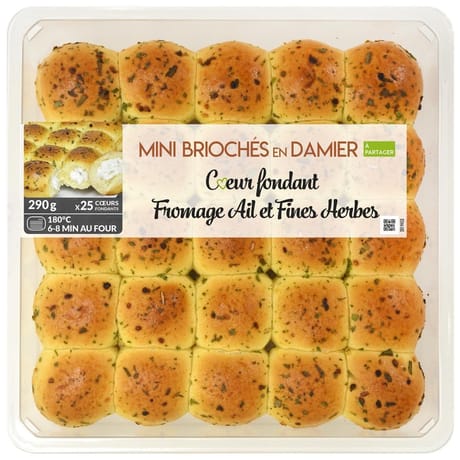 Mini brioches en damier coeur fromage ail et fines herbes- 290g