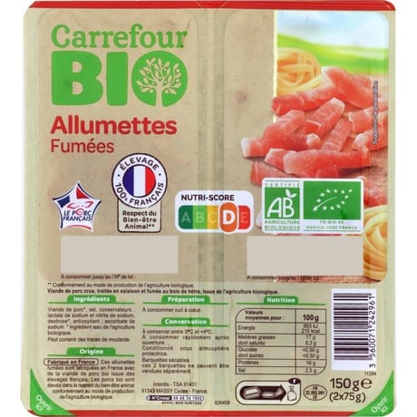 Carrefour bio allumettes fumées bio 150g