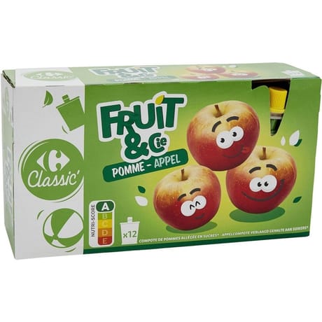 Carrefour classic' fruit&cie compote allégée en sucre x12 - 1080g