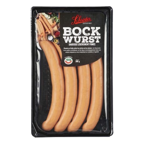 Schroder Bockwurst saucisse légèrement fumée 300 g