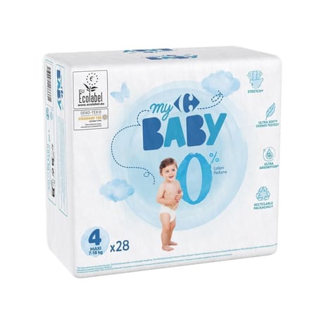 Carrefour baby couches taille 4 maxi  7-18 kg x28