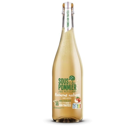 Jus pétilllant de pommes natures non traitées sous le pommier 75cl
