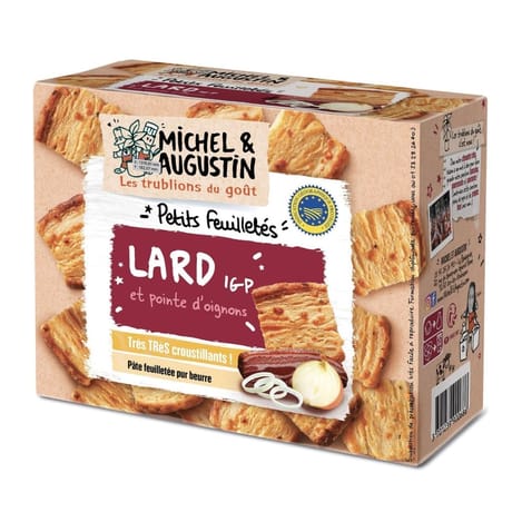 Michel et Augustin petits feuilletés au lard IGP et pointe d'oignons 80g