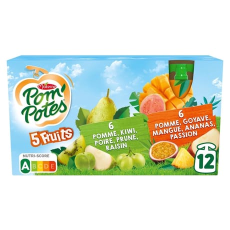 Pom'potes ssa 5 fruits exotiques 5 fruits verts 12x90g