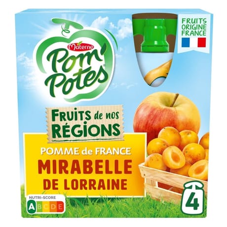 Pom'potes sans sucres ajoutés pomme mirabelle 4x90g