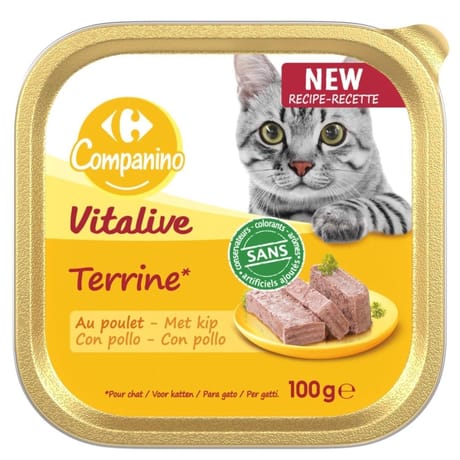 Carrefour companino terrine poulet pour chat 100g