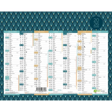 Lecas calendrier graphics 26.5x21 1 an sur 2 faces 2024