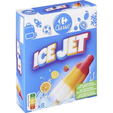 Carrefour classic' glace à l'eau ice jet x8 480g