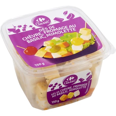 Carrefour Classic' Fromage dés de Basilic, Chèvre, Mimolette 150g