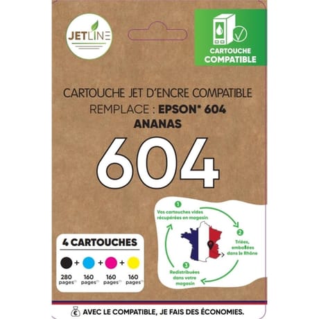 Jetline cartouche encre E-604 PACK -ANANAS