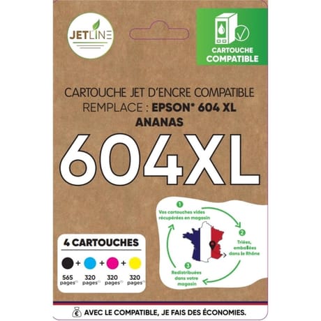 Jetline cartouche d encre E-604 PACK XL ANANAS