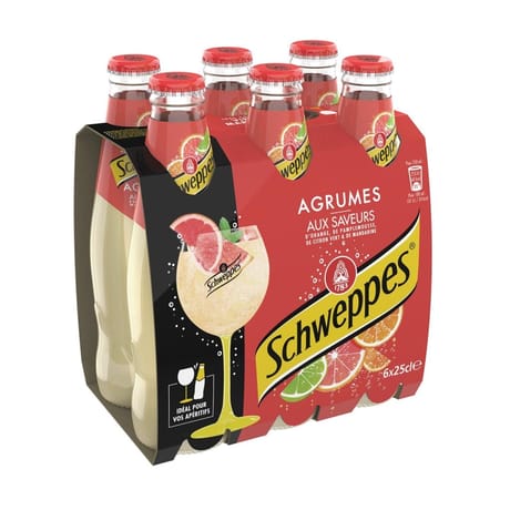 Schweppes agrumes verre perdu 6x25cl