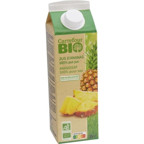 Carrefour bio pur jus d'ananas 100% 1l