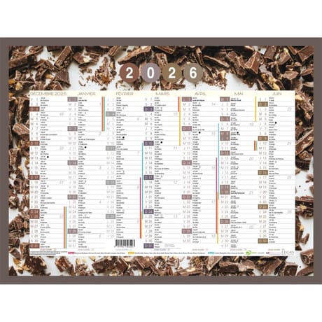 Lecas calendrier sweet 26.5x21 1an sur 2 faces 2024