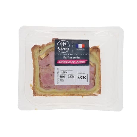Pâté en croûte supérieur au jambon 140g carrefour le marché