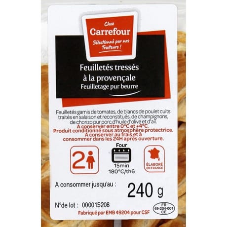 Tresse poulet à la provençale fe 120gx2