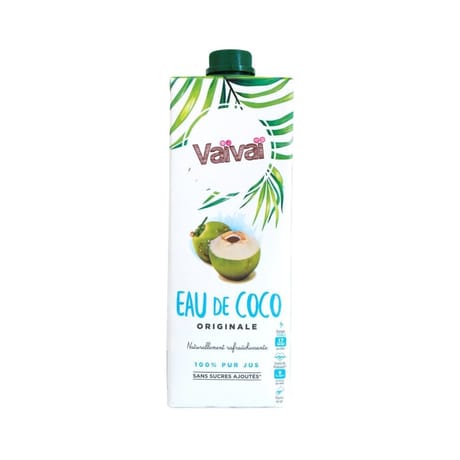 Vavai eau de coco 100% naturelle sans sucres ajoutés brique 1l