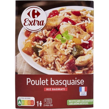 Carrefour extra poulet basquaise riz basmati 300g