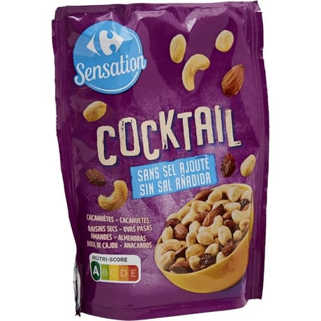Carrefour sensation fruits secs cocktail sans sel ajouté 120g