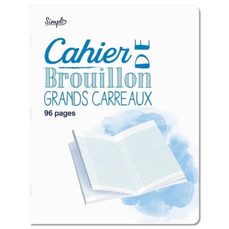 Simpl' cahier de brouillon agrafe 170x220 96 pages 60 grammes grands carreaux