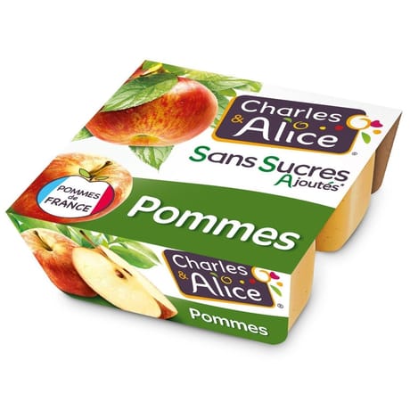 Charles & Alice spécialité de pommes 4x100g sans sucres ajoutés