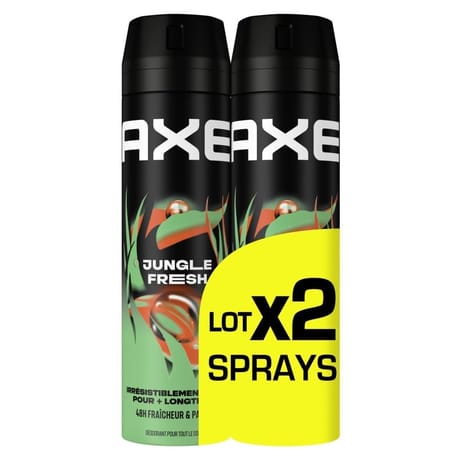 Axe supreme déodorant homme atomiseur jungle fresh 48h fraicheur & parfum 2x200ml
