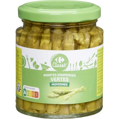 Carrefour classic' pointes d'asperges vertes moyennes 125g